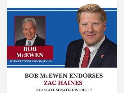 Former U.S. Congressman Bob McEwen Endorses Zac Haines for Ohio State Senate, 7th District