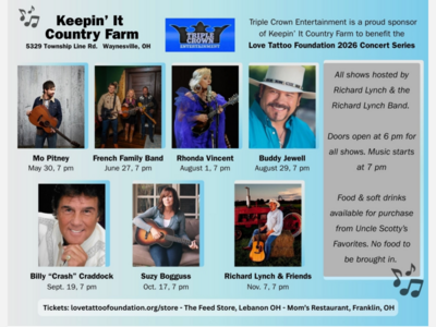 Keepin’ It Country Farm Announces Star-Studded 2026 “Love Tattoo Foundation Benefit Concert” Series