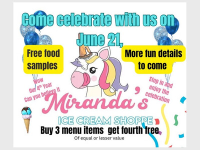 Miranda's Ice Cream Shoppe 4th Anniversary Celebration
